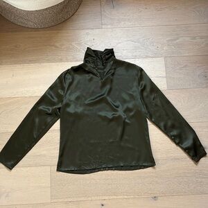 Lafayette 148 New York Olive Silk Blouse